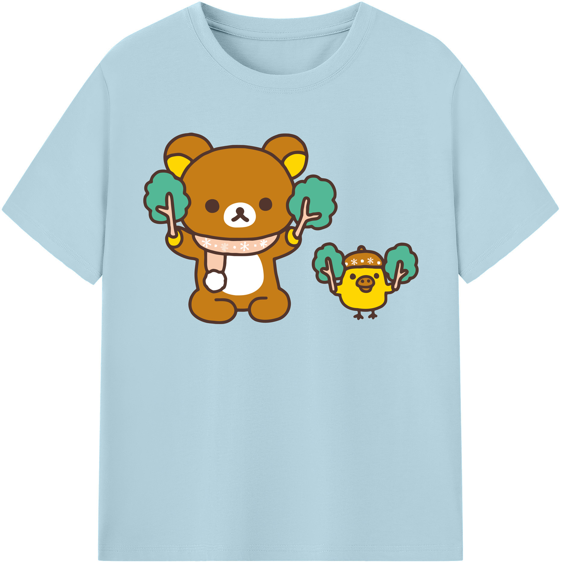 （画像用） リラックマ リラックマ キイロイトリ Rilakkuma Korilakkuma Kiiroitori 綿100％半袖Tシャツ（フロントプリント）